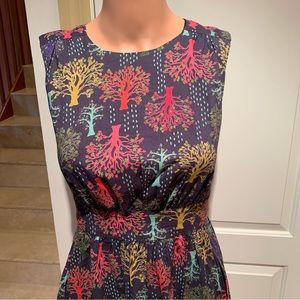 EMILY & FIN. Dress w/ tree prints in different colors. Cotton fit & flar…